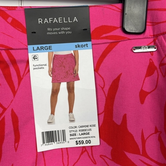 Rafaella Womens Skort L Carmine Rose Stretch Waist Pockets Viscose Blend NWT - Picture 2 of 11